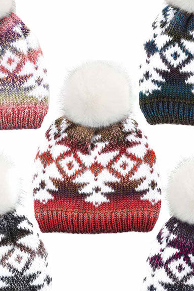 Multi Yarn Aztec C.C. Beanie Hat