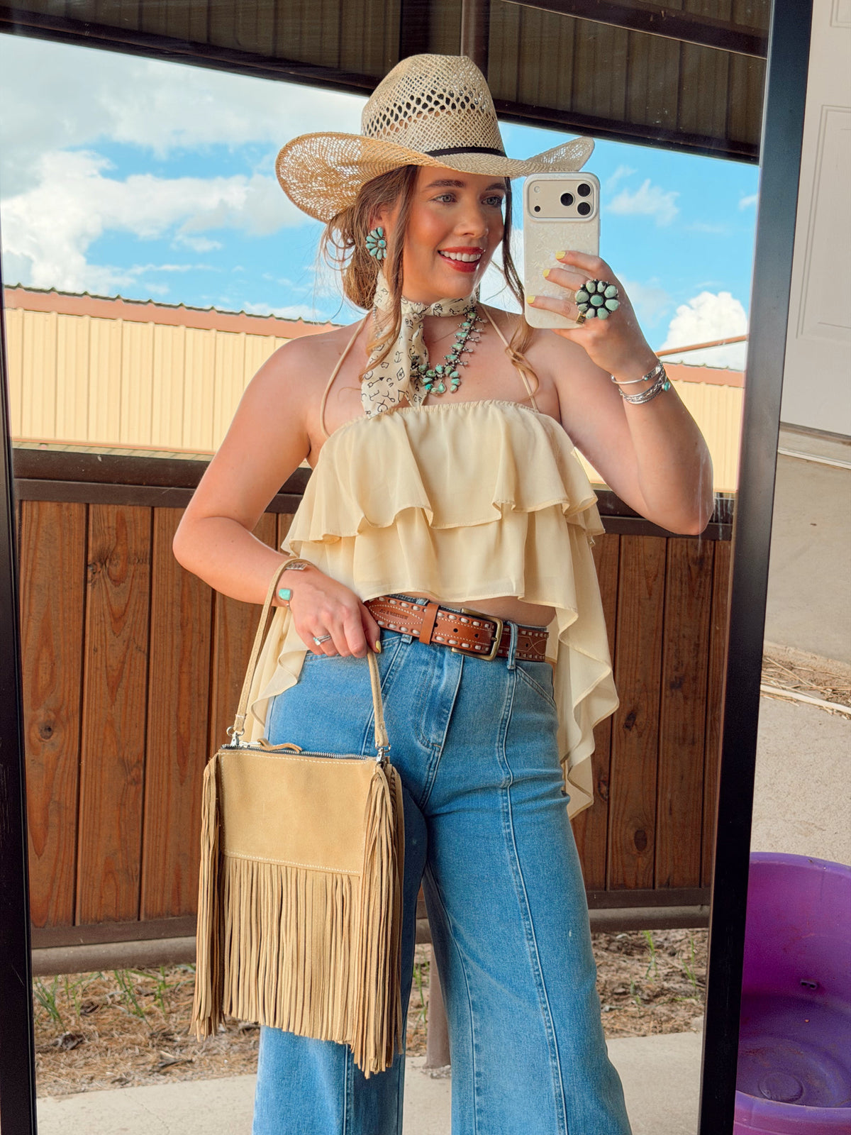 Bryn Ruffle Halter Top