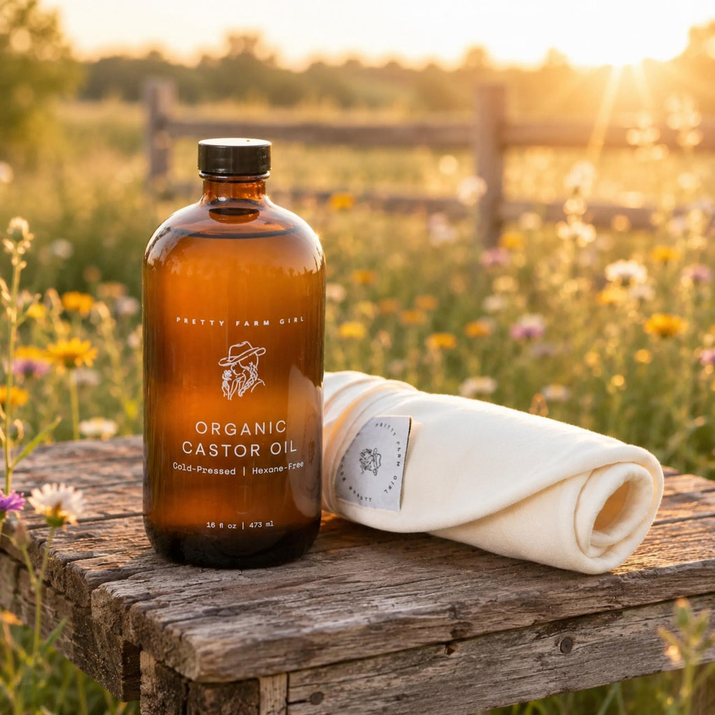 Organic Pure Cold-Pressed Castor Oil + Cloth Pack Bundle
