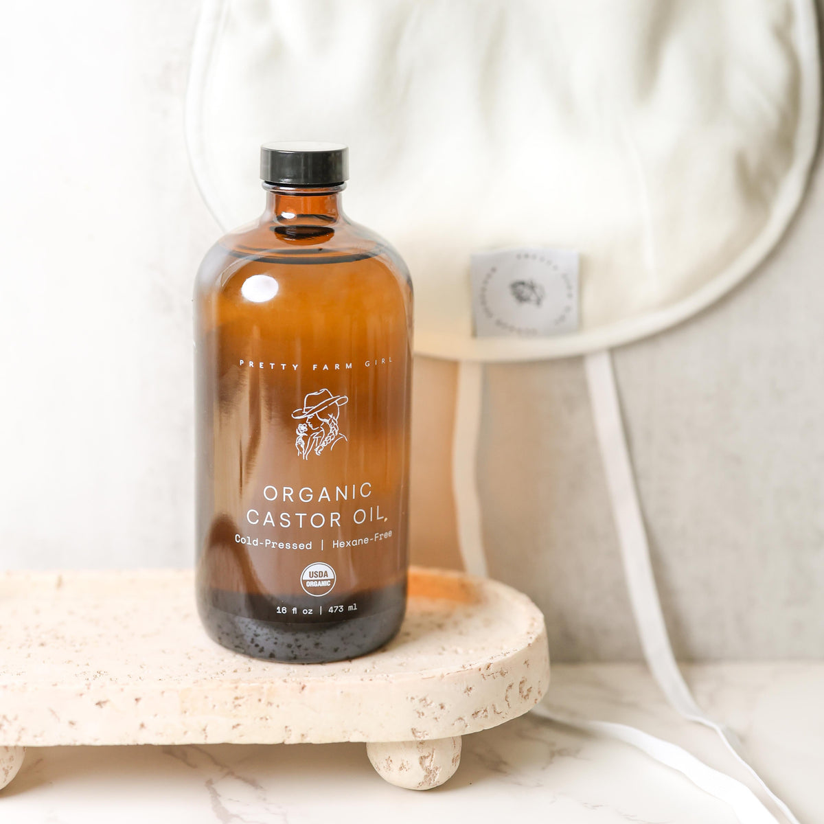 Organic Pure Cold-Pressed Castor Oil + Cloth Pack Bundle
