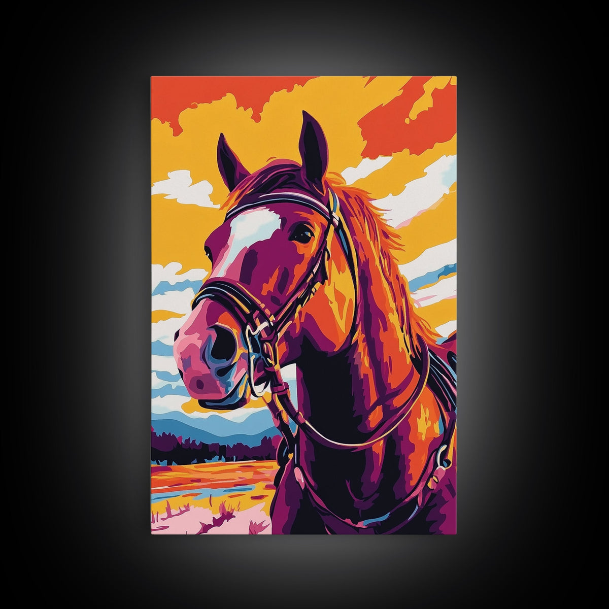 Vibrant Horse, Colorful Art, Vintage Horse Art, Pink Orange Wall Art, Canvas Print, Western Wall Art, Southwest Art, Farmhouse Decor