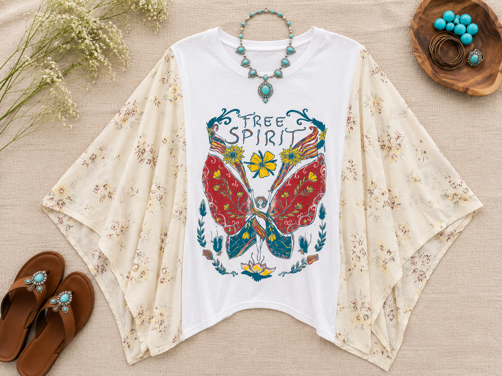 Free Spirit Handmade Boho Poncho Top ~ One Size