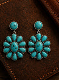 Turquoise Bloom Western Statement Earrings