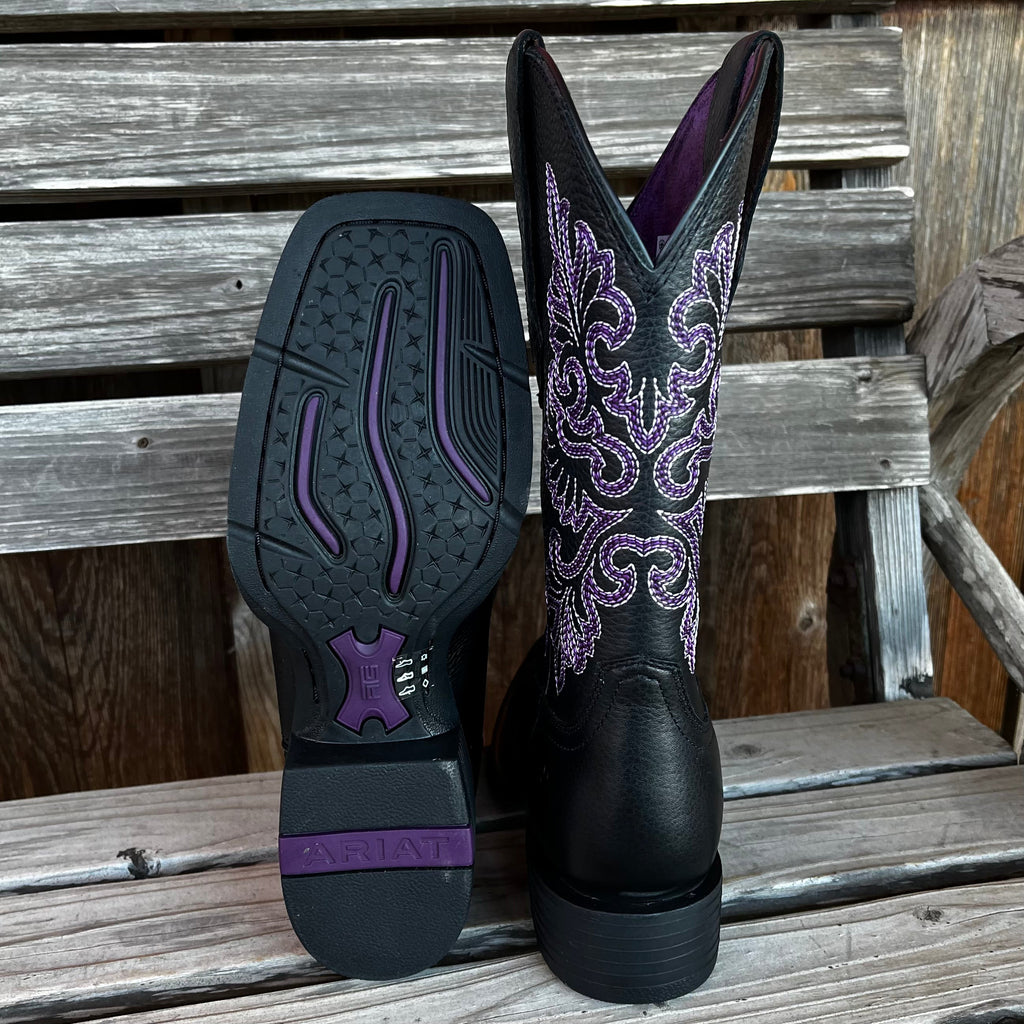Black & Purple Round Up Women's Boots by Ariat
