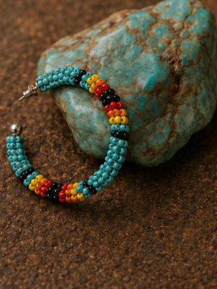 Southwest Seed Bead Hoop Earrings