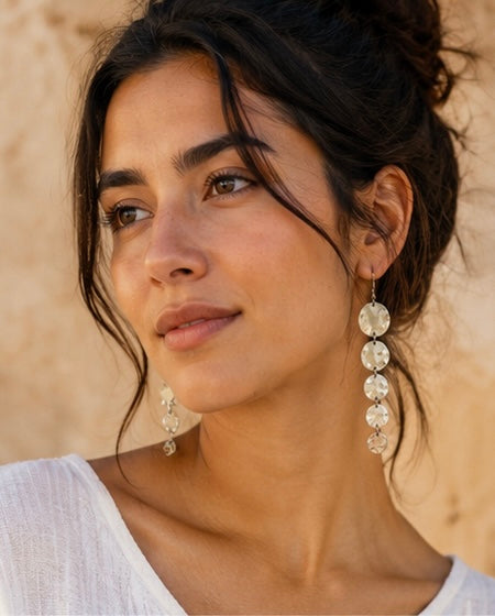 Hammered Silver Disc Cascade Earrings