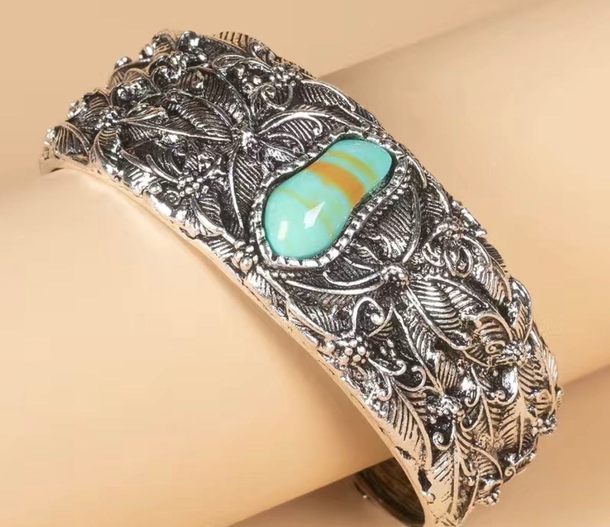 Beth - Silver Cuff Bracelet | Western Turquoise Boho Jewelry