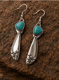 Turquoise Silver Boho Drop Earrings – Western Statement Earrings