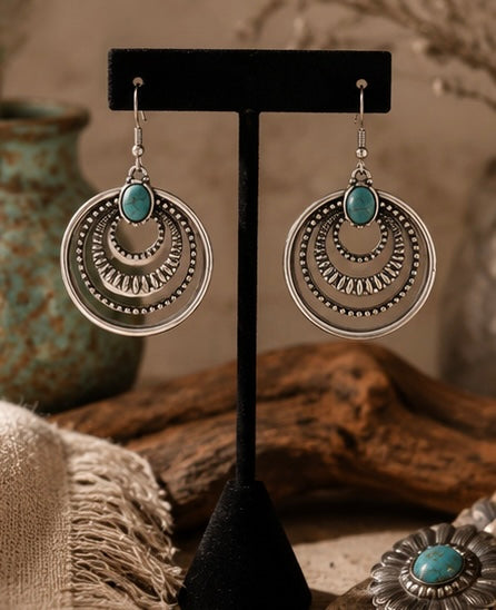 Silver Mesa Turquoise Hoop Earrings