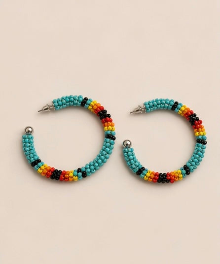 Southwest Seed Bead Hoop Earrings