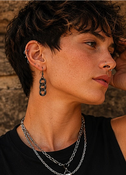 Urban Edge Chain Drop Earrings