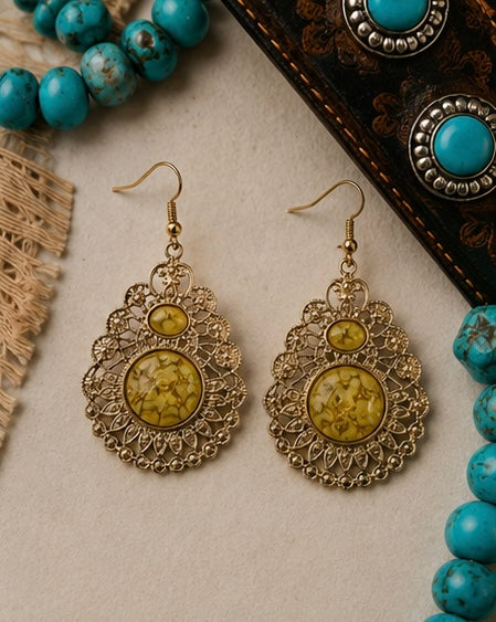 Golden Meadow Filigree Earrings