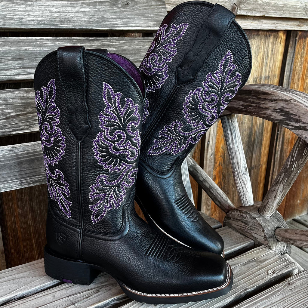 Black & Purple Round Up Women's Boots by Ariat