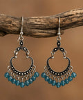 Midnight Blue Beaded Boho Chandelier Earrings
