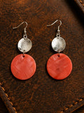 Coral Sunset Disc Drop Earrings