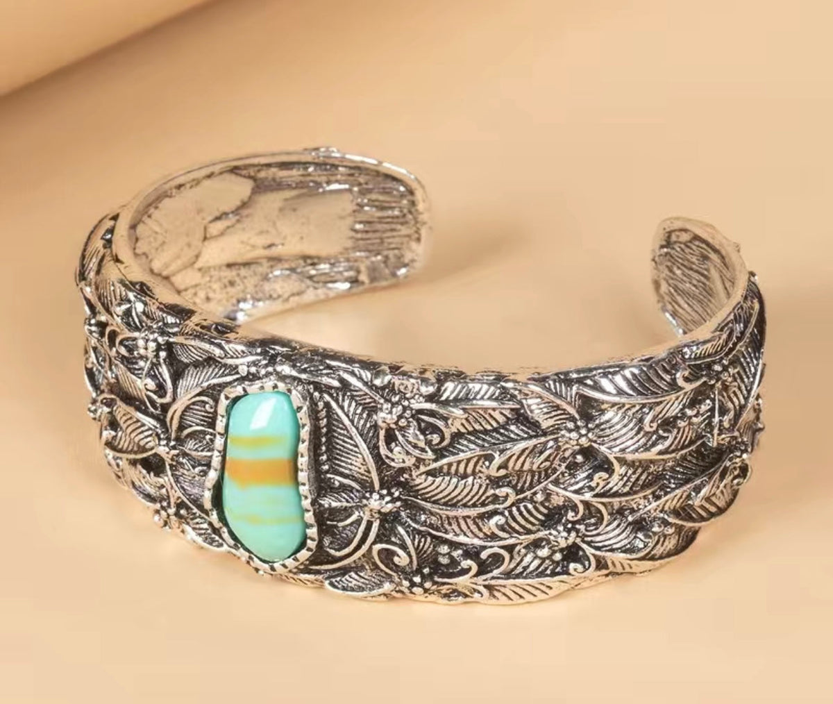 Beth - Silver Cuff Bracelet | Western Turquoise Boho Jewelry