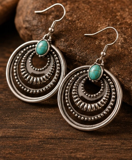Silver Mesa Turquoise Hoop Earrings