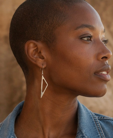 Modern Silver Geo Drop Earrings