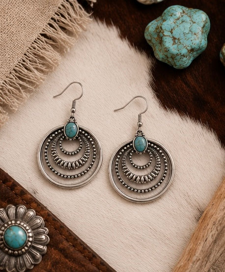 Silver Mesa Turquoise Hoop Earrings
