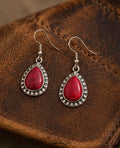 Red Stone Western Teardrop Earrings