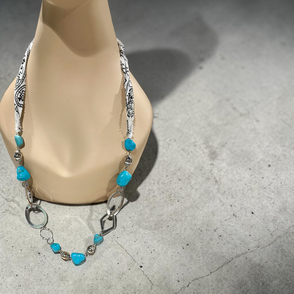 Turquoise Beaded Bandana Necklace | Western Boho Jewelry