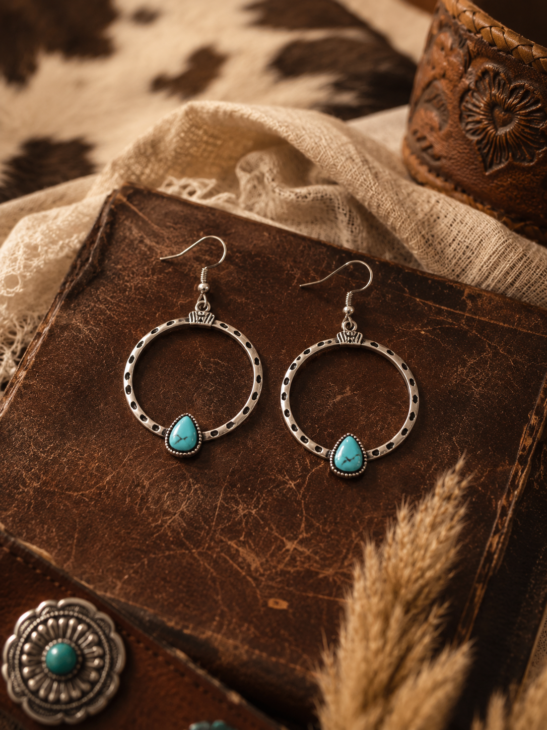 Desert Sky Turquoise Hoop Earrings