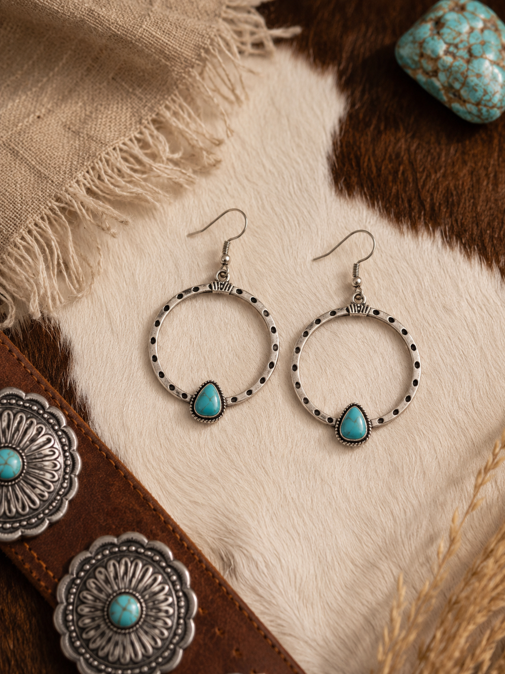 Desert Sky Turquoise Hoop Earrings