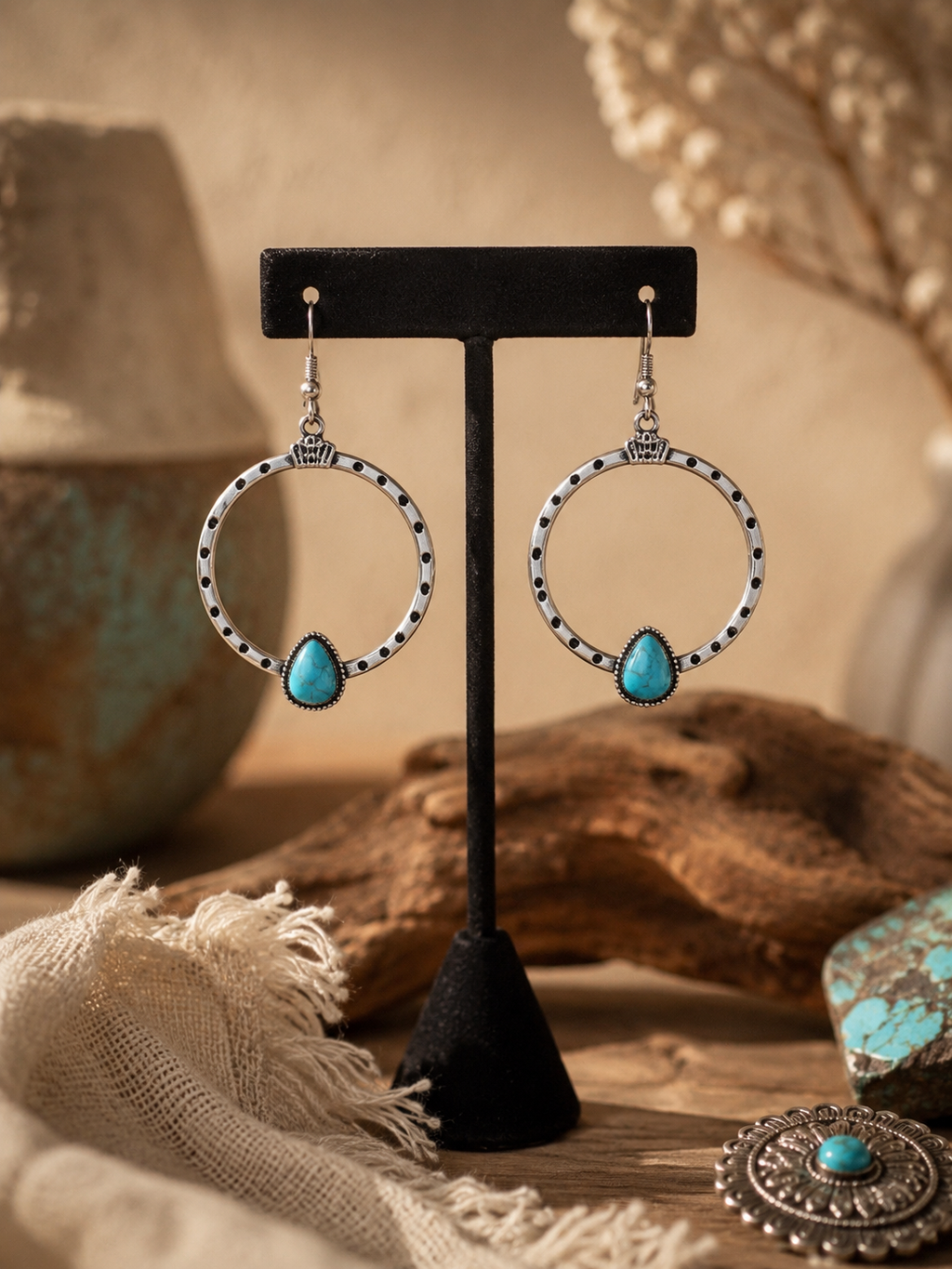 Desert Sky Turquoise Hoop Earrings