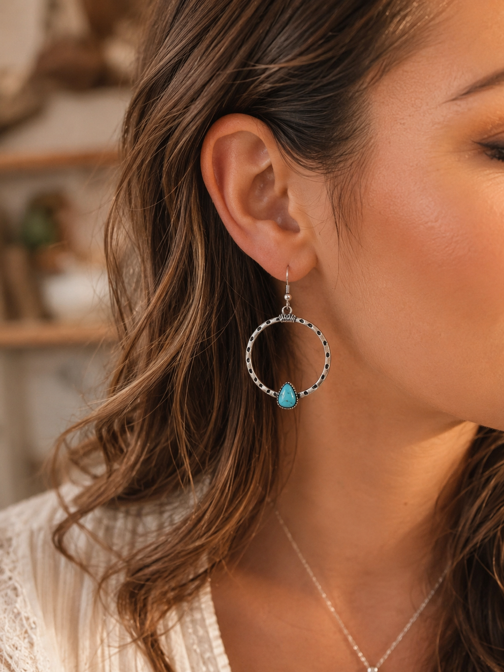 Desert Sky Turquoise Hoop Earrings