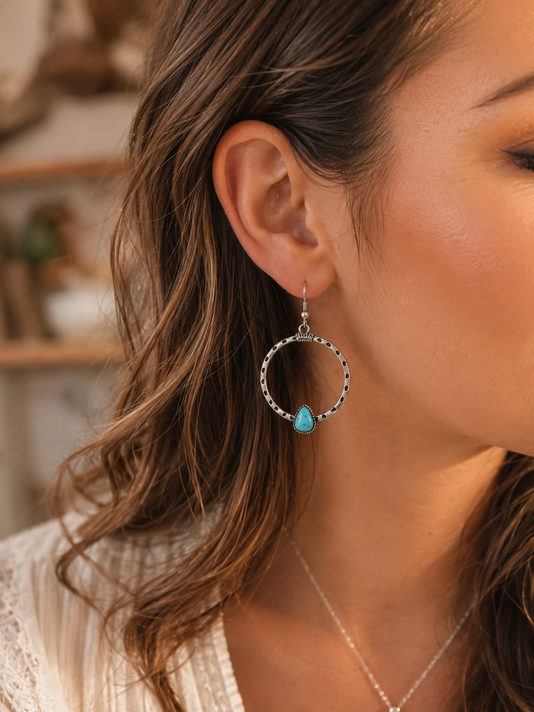 Desert Sky Turquoise Hoop Earrings