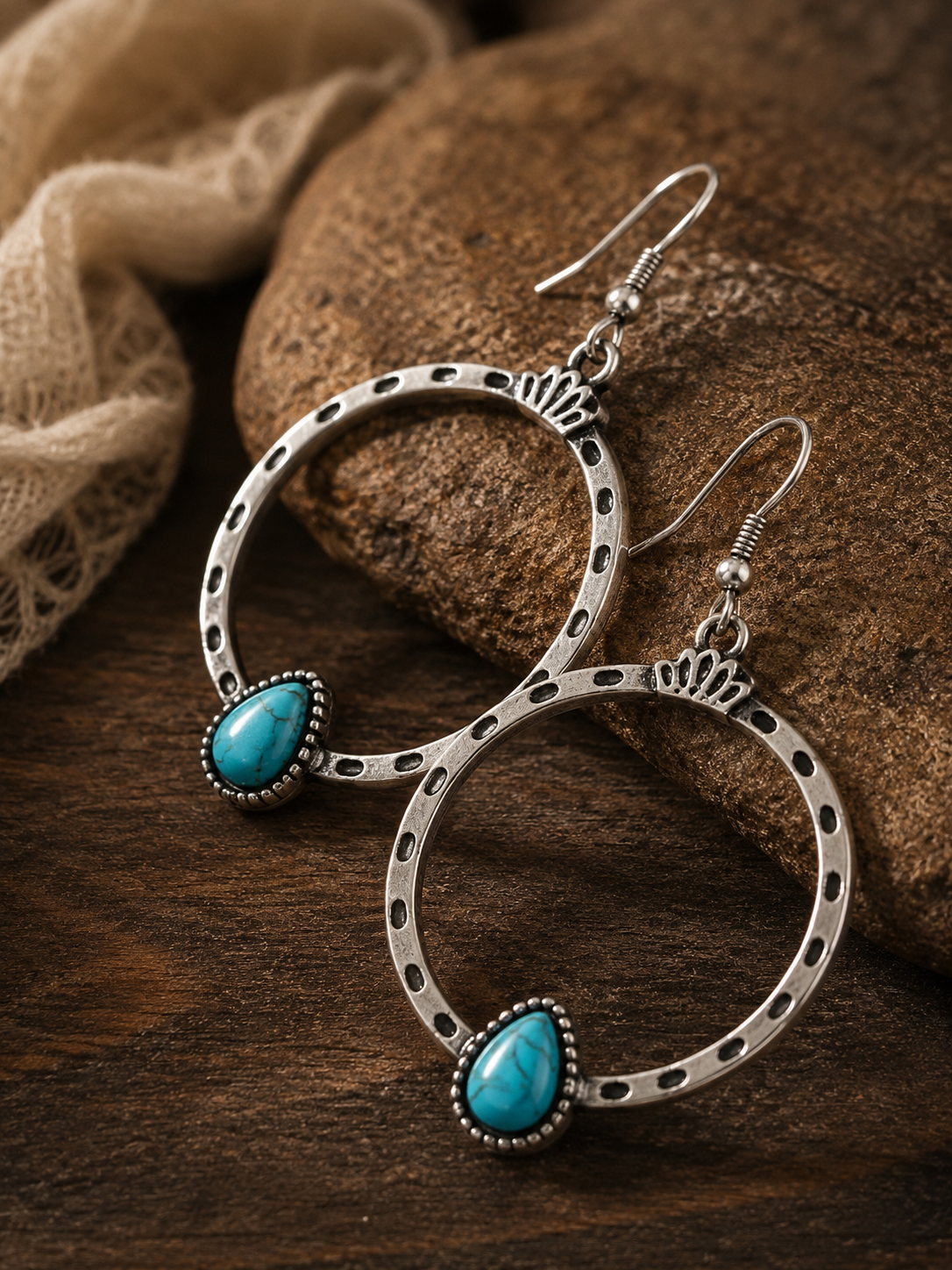 Desert Sky Turquoise Hoop Earrings