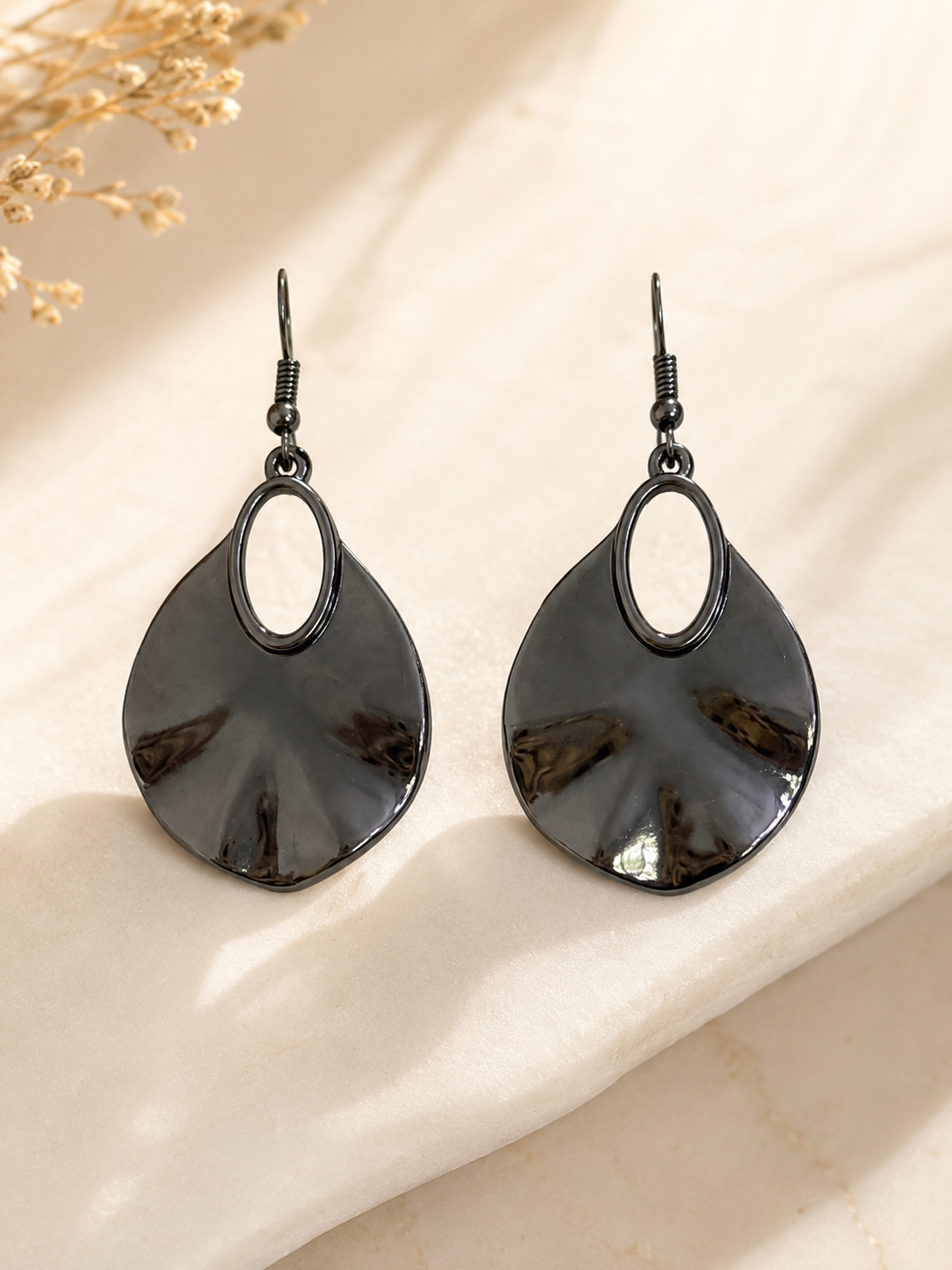 Midnight Eclipse Gunmetal Drop Earrings