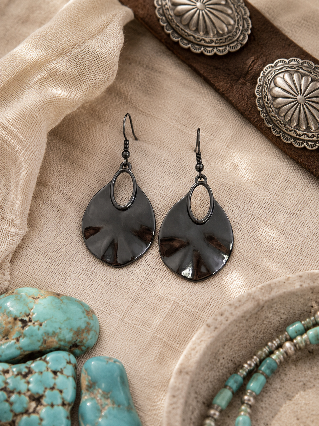 Midnight Eclipse Gunmetal Drop Earrings