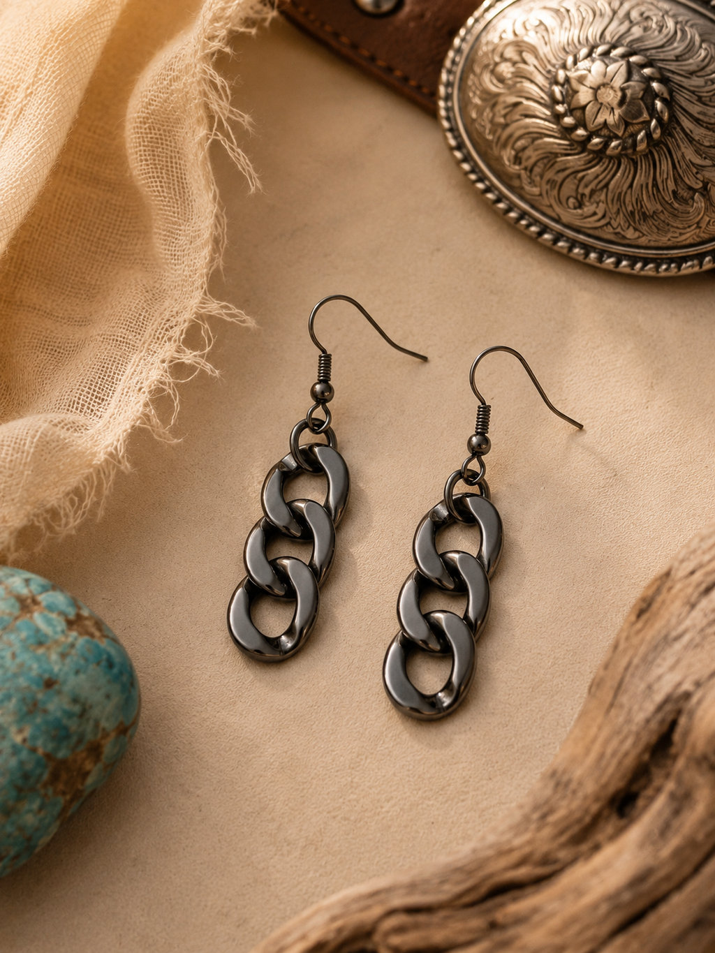 Urban Edge Chain Drop Earrings