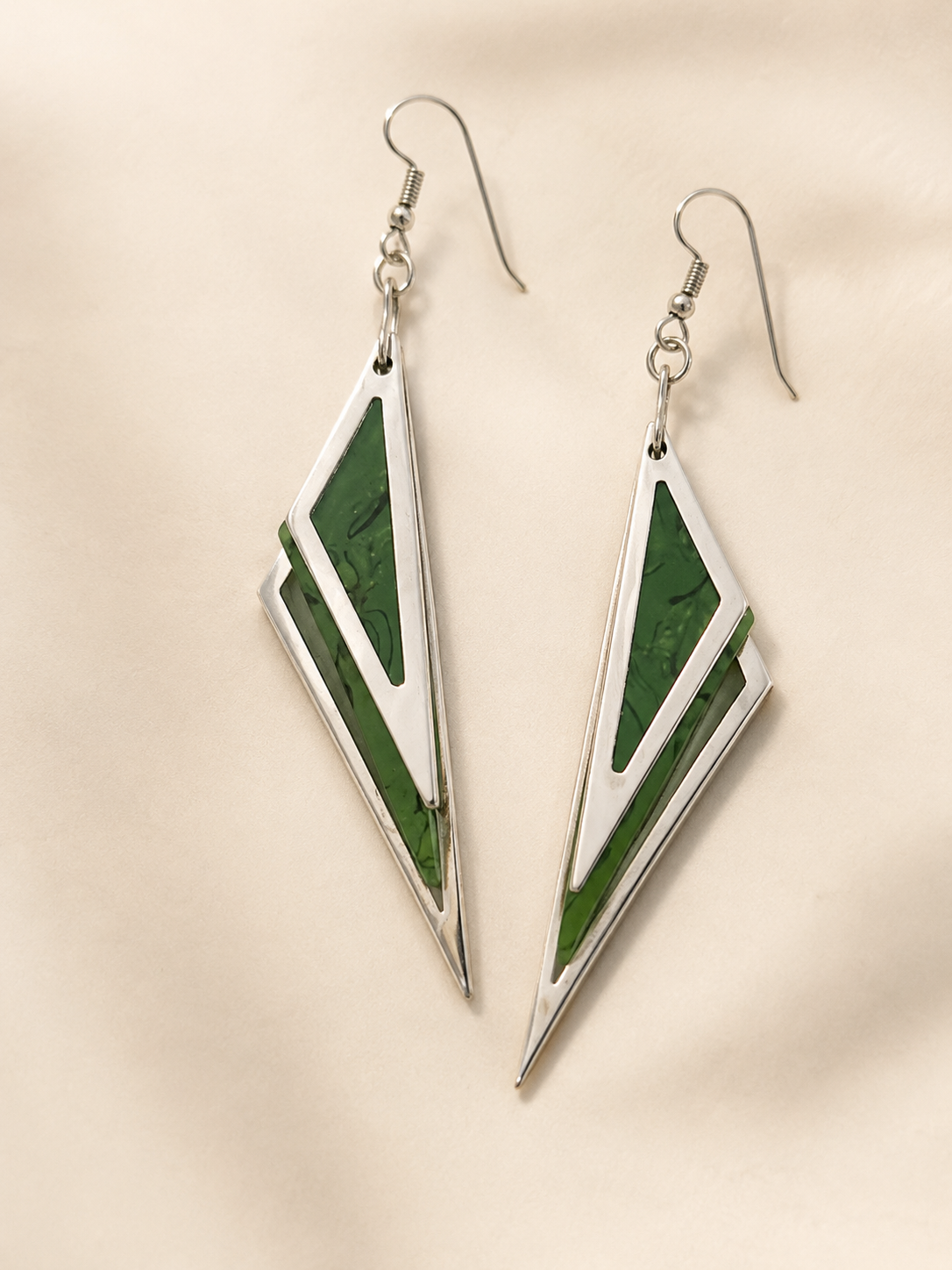 Geometric Green Acrylic Statement Earrings