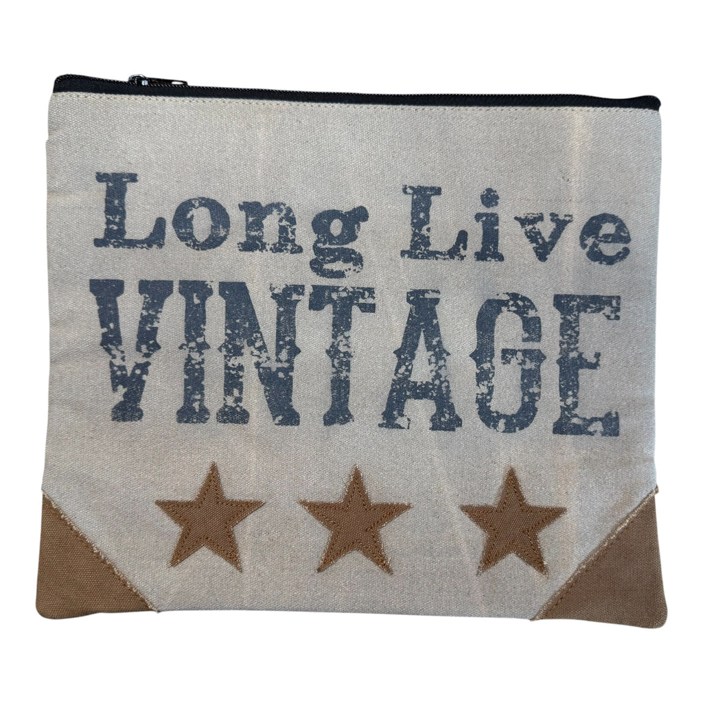 Long Live Vintage Canvas Zippered Cosmetic & Travel Bag