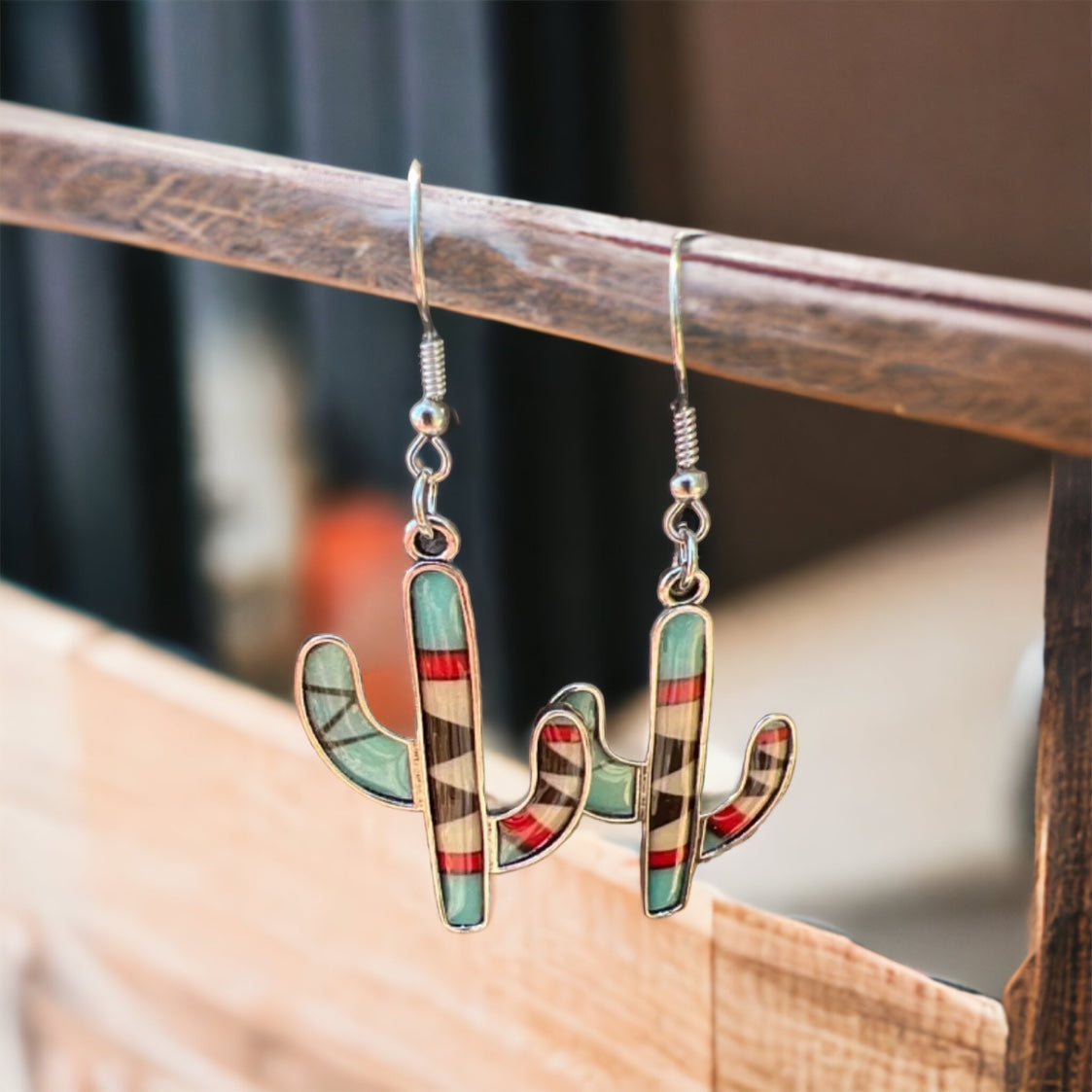 Retro Cactus Dangle Earrings