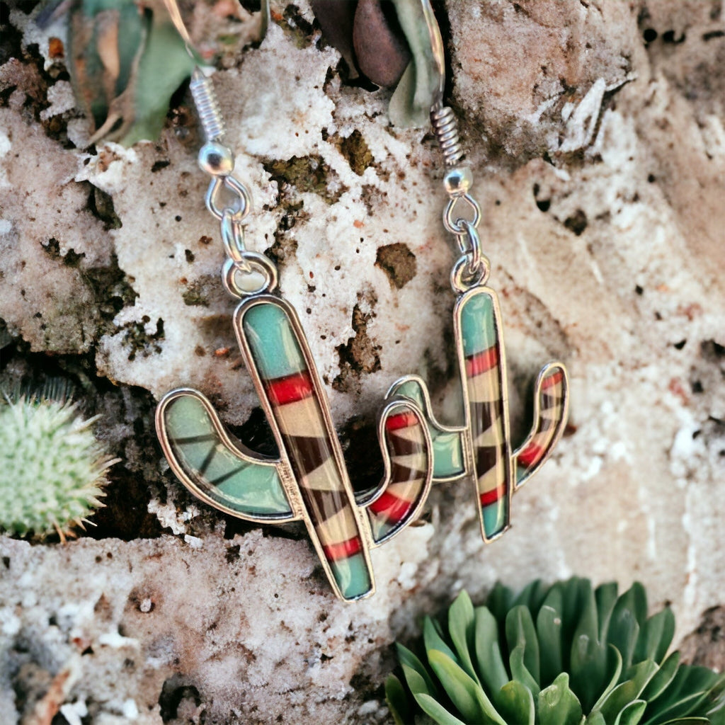 Retro Cactus Dangle Earrings