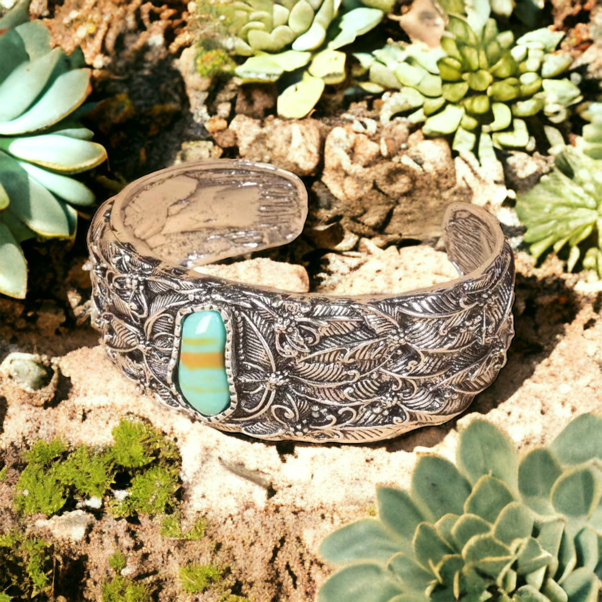 Beth - Silver Cuff Bracelet | Western Turquoise Boho Jewelry