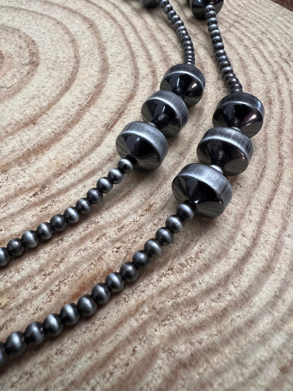 Burnished Faux Pearl & Rondelle Necklace — 30 Inch (with 3" Extender)