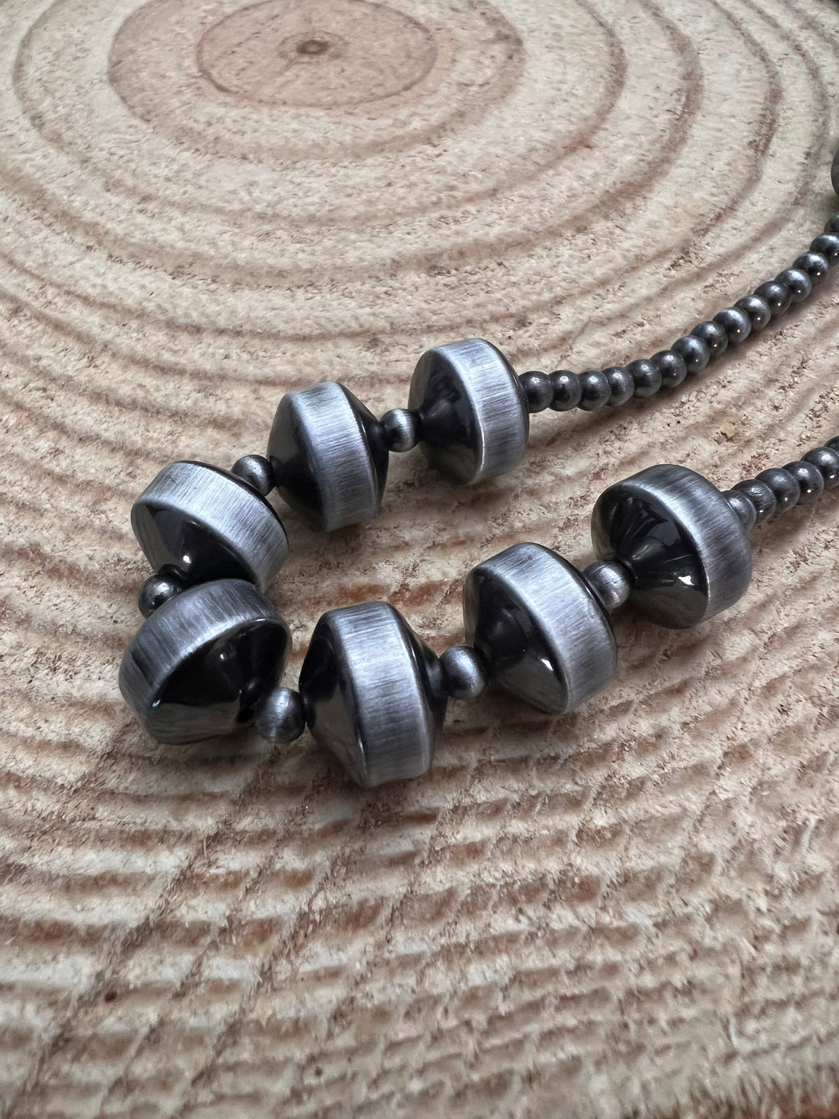 Burnished Faux Pearl & Rondelle Necklace — 30 Inch (with 3" Extender)
