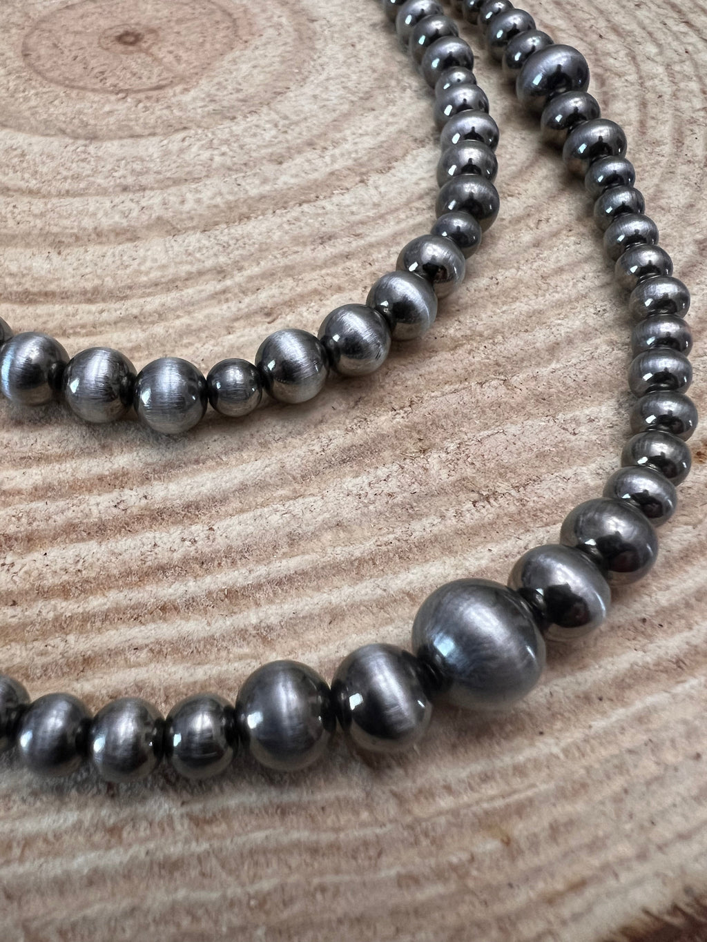 Faux Sterling Pearl Necklace Set — 18" & 22" Graduated Bead Duo (5/6/8mm)