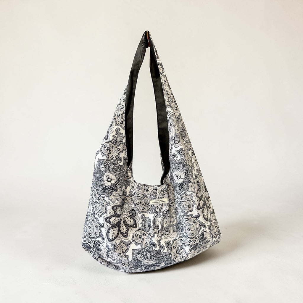 Black Paisley Slouchy Reversible Hobo Bag – Handmade Boho Shoulder Tote