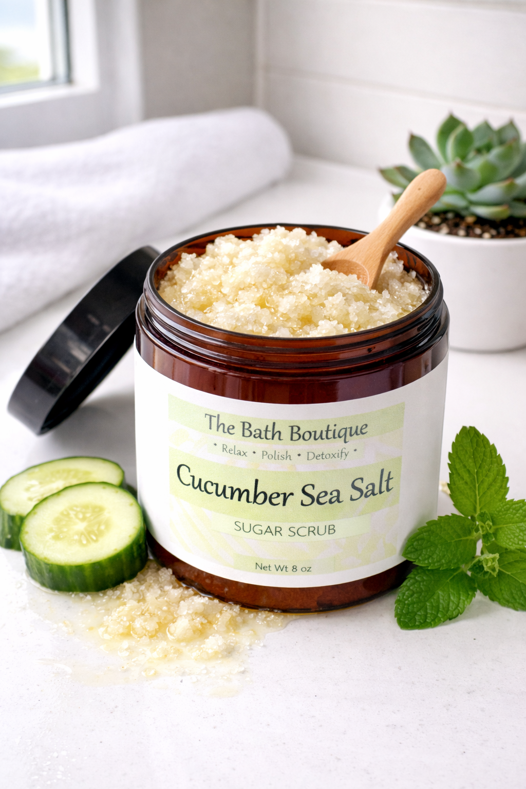 Cucumber Sea Salt Sugar Scrub | Exfoliating Handmade Body Scrub