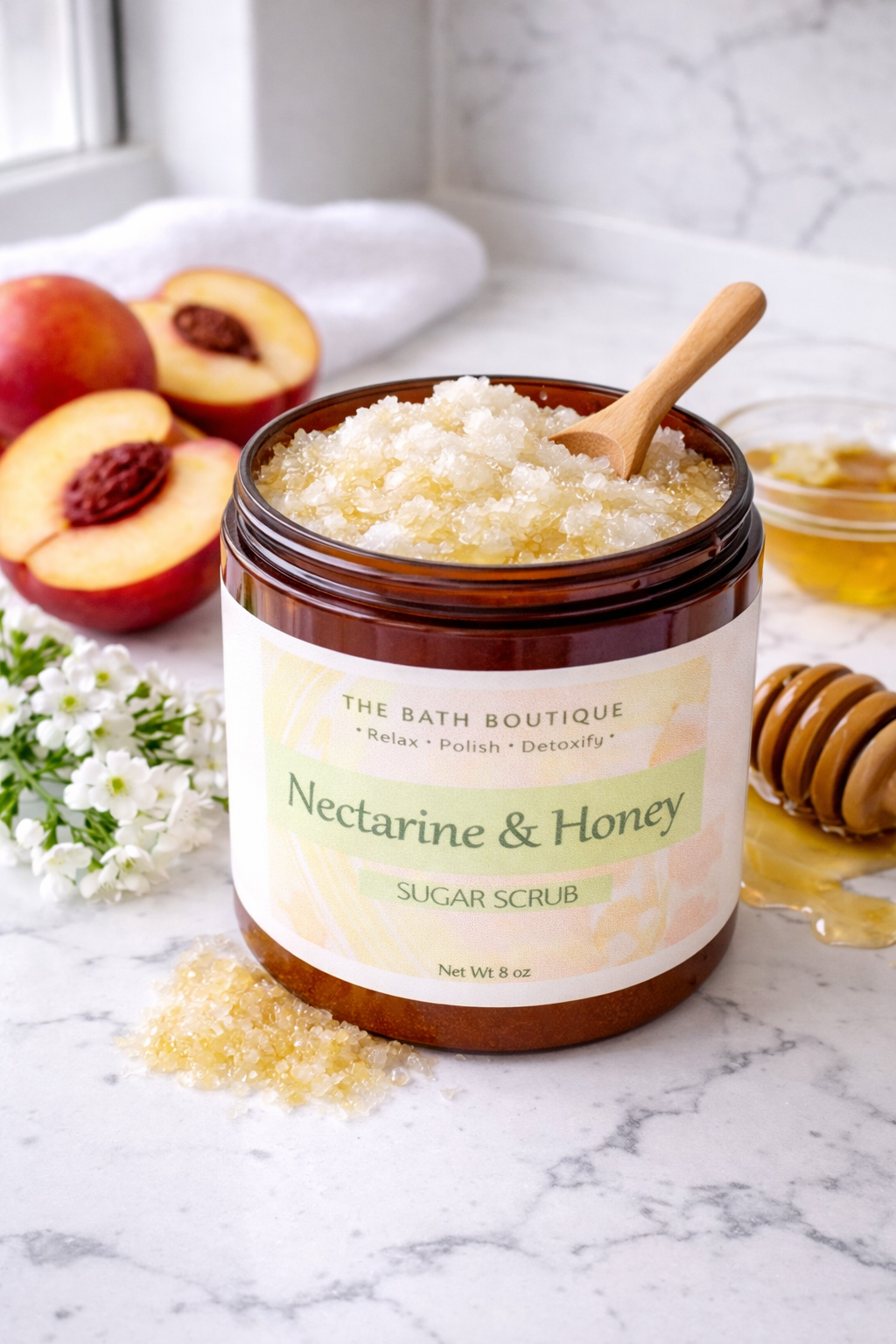 Nectarine & Honey Sugar Scrub | Small Batch Exfoliating Body Scrub