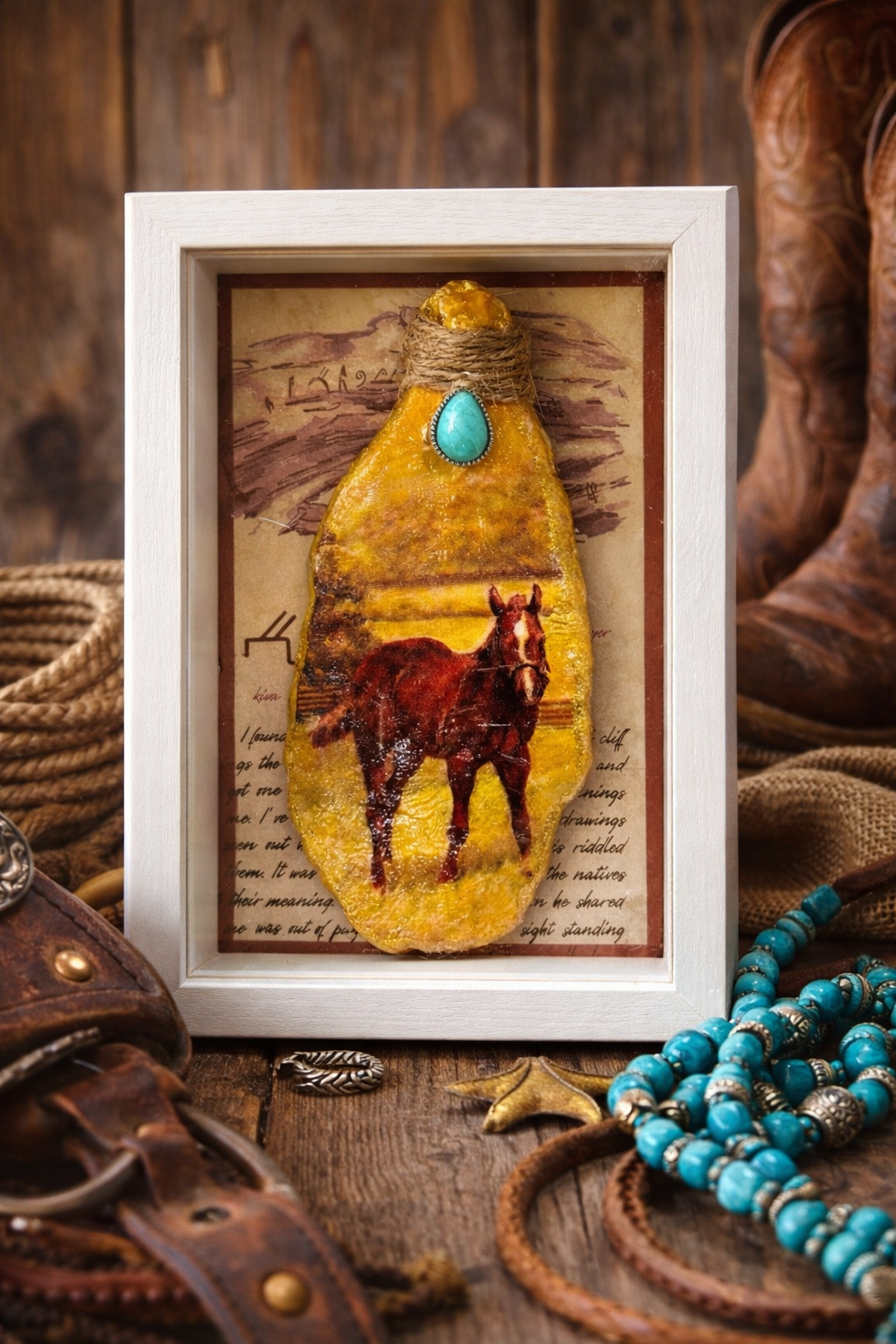 Handcrafted Western Horse Shadow Box Wall Decor | Rustic Boho Farmhouse Art | Unique Horse Lover Gift