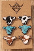 Cow Head Cow Print & Turquoise Earrings
