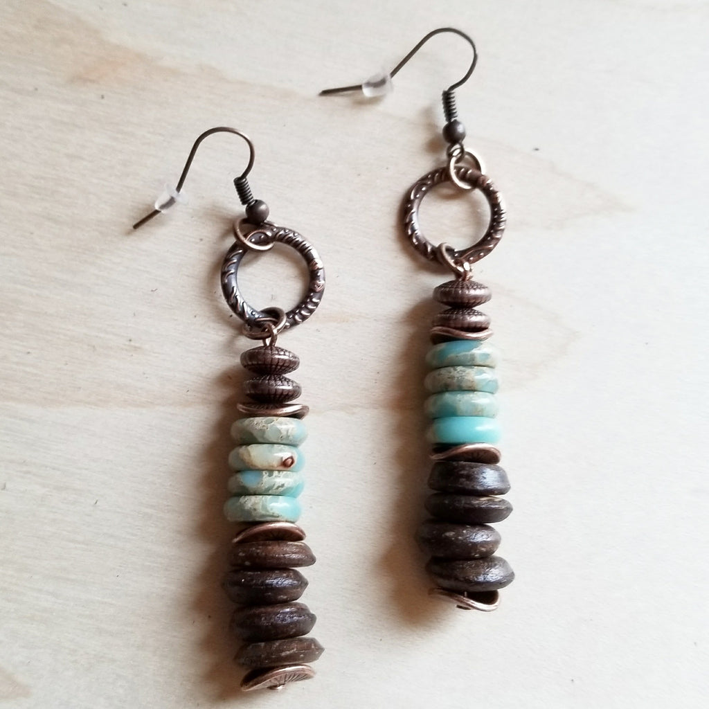 Aqua Terra & Wood Earrings 238R