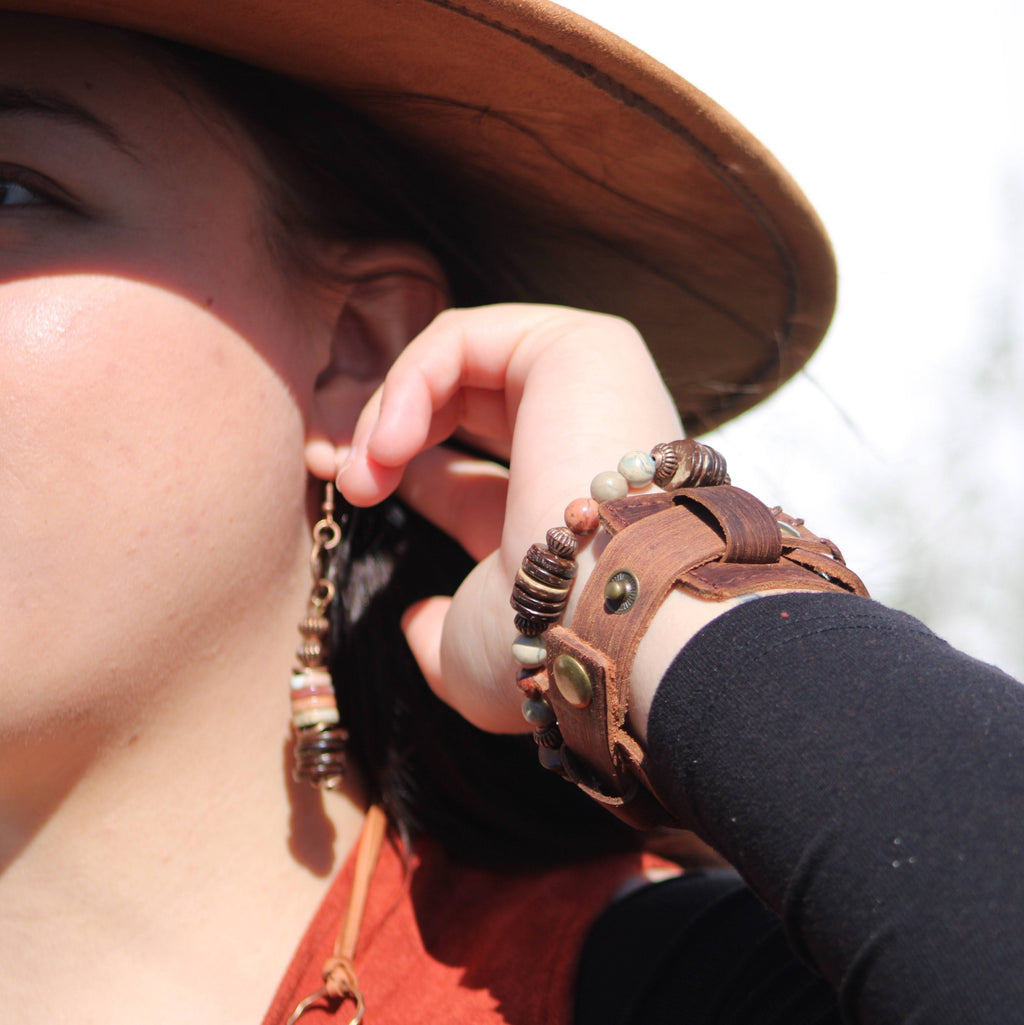 Aqua Terra & Wood Earrings 238R