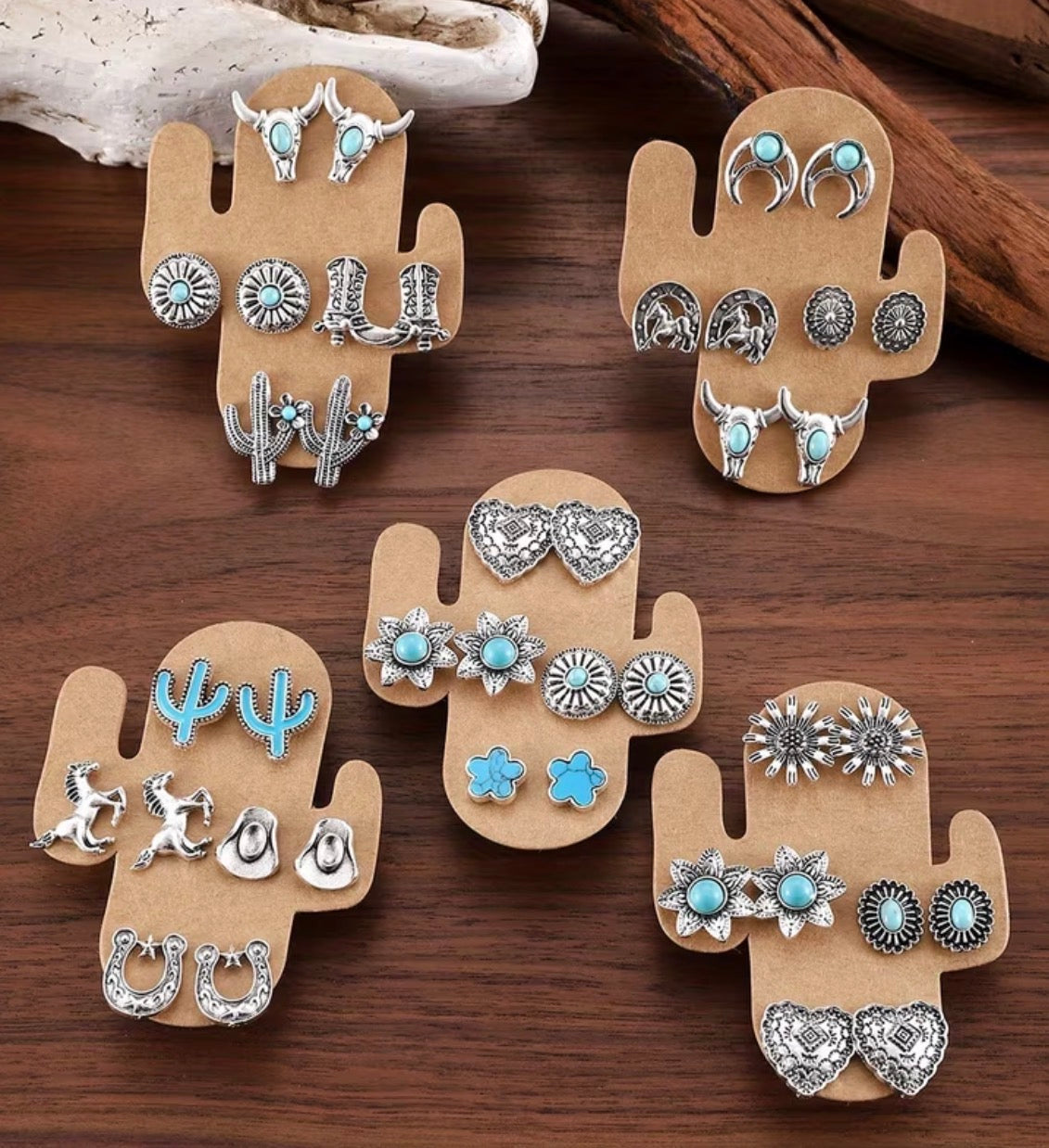 Western Themed Turquoise Stud Earrings - Sent at Random